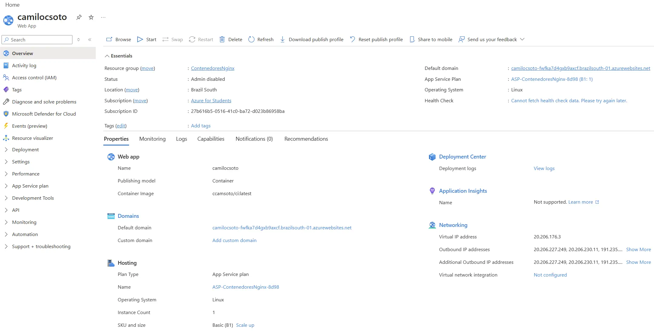 Pipeline de ci/cd ejecutándose en Azure